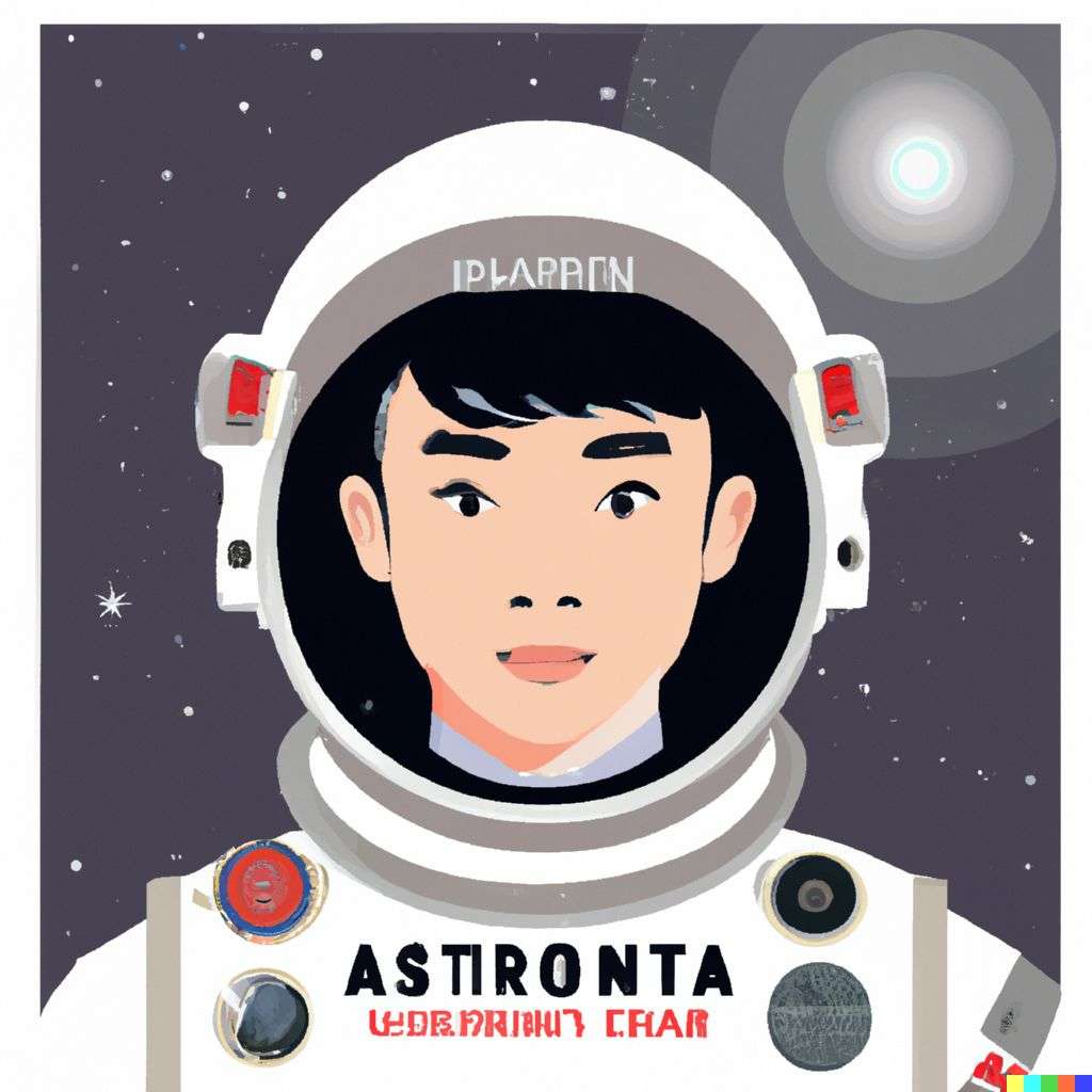 an astronaut, greeting card illustration